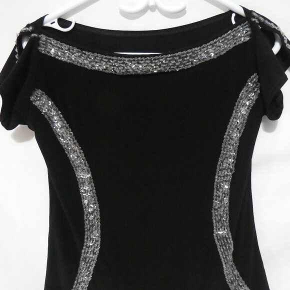 Black Off-Shoulder Top with Silver Detailing | small | Open Shoulders - Picture 4 of 15